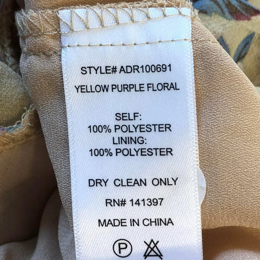 NWT ASTR the Label Rosana Chiffon Ruffle Tiers Maxi Dress Yellow Purple Floral S